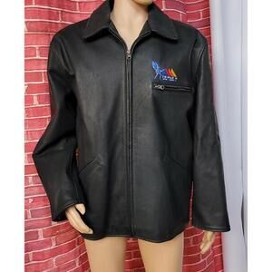 SIRICCO LAMBSKIN BLACK LOGO "TRPLE M FM 105.1" MEN'S SZ XL JACKET #C